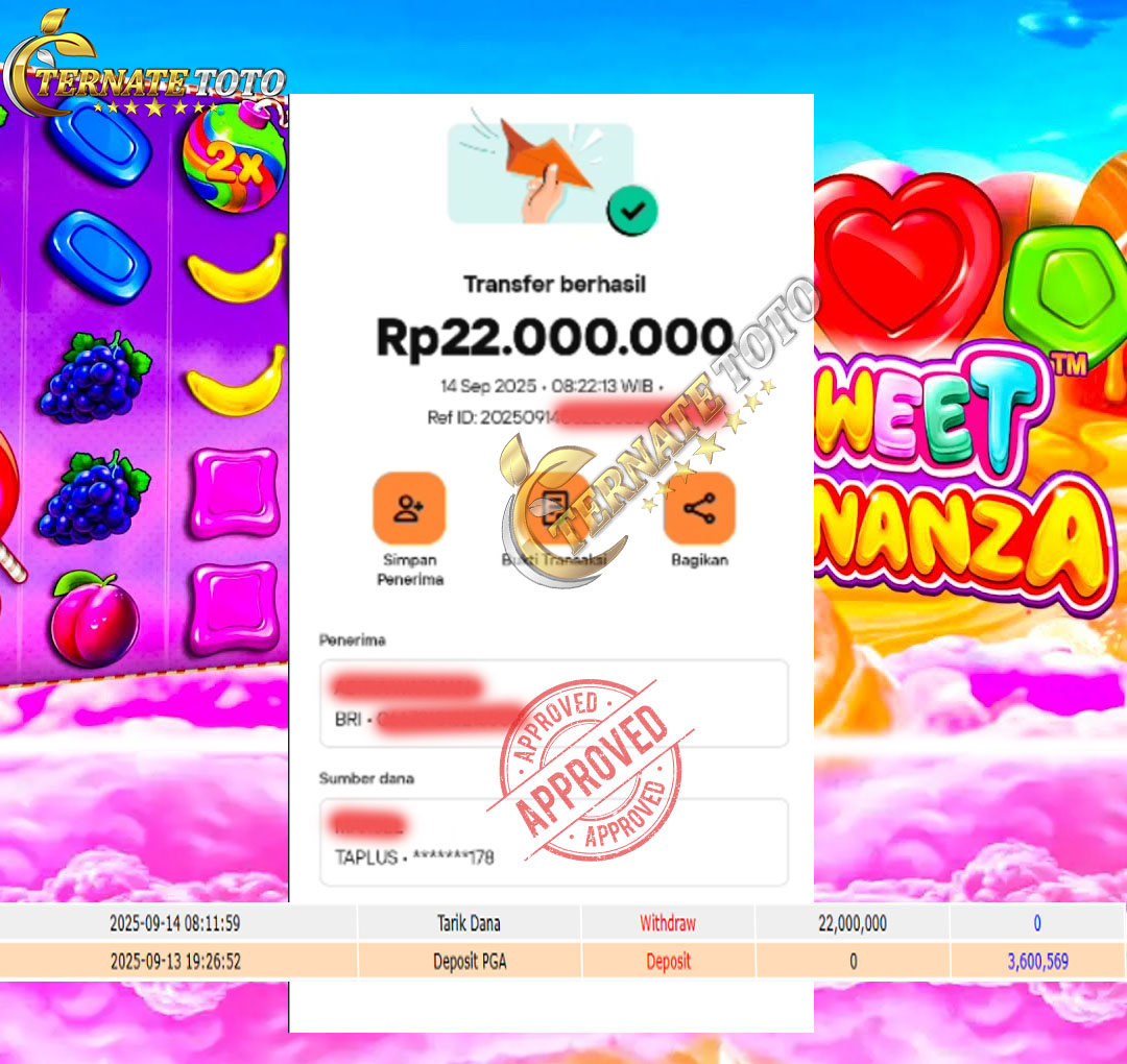 TERNATETOTO - MENANG BONANZA 1000 Rp.22,000,000,-