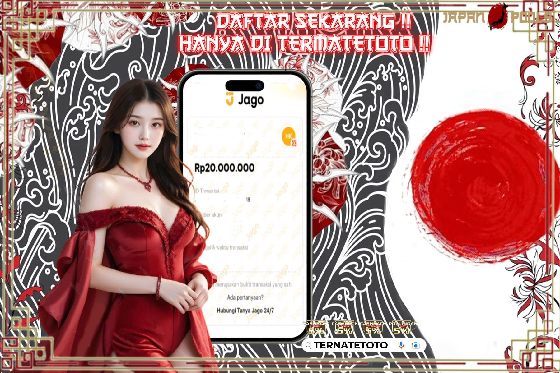 TERNATETOTO - MENANG POOL JEPANG Rp.20,000,000,-