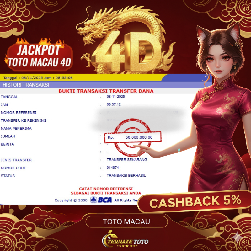 TERNATETOTO - JACPOT TOTO MACAU 4D Rp.50,000,000,-