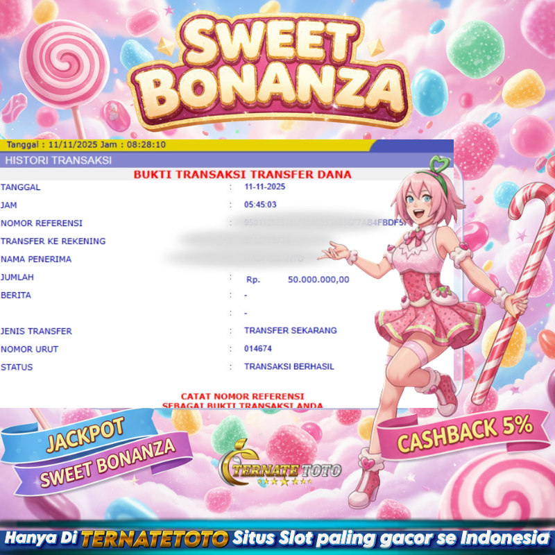 TERNATETOTO - JACKPOT SWEET BONANZA Rp.50,000,000,-