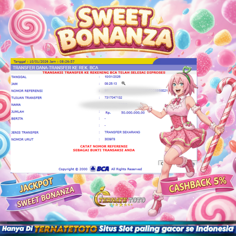 TERNATETOTO - MENANG SWEE BONANZA SLOT Rp. 50,000,000,-