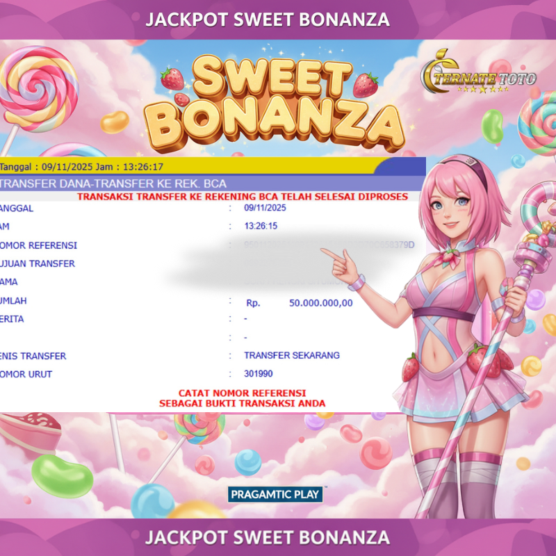 TERNATETOTO - MENANG SWEET BONANZA SLOT Rp. 70,000,000,-